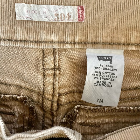 LEVI'S 504 Slouch Flared Low Rise Stretch corduroy pants Women's 7 Medium tan - Picture 6 of 6